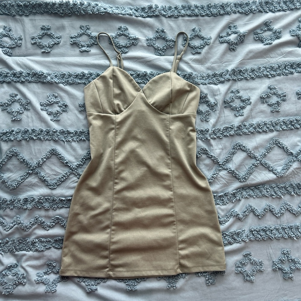 Olive Bodycon Mini Dress with Spaghetti Straps